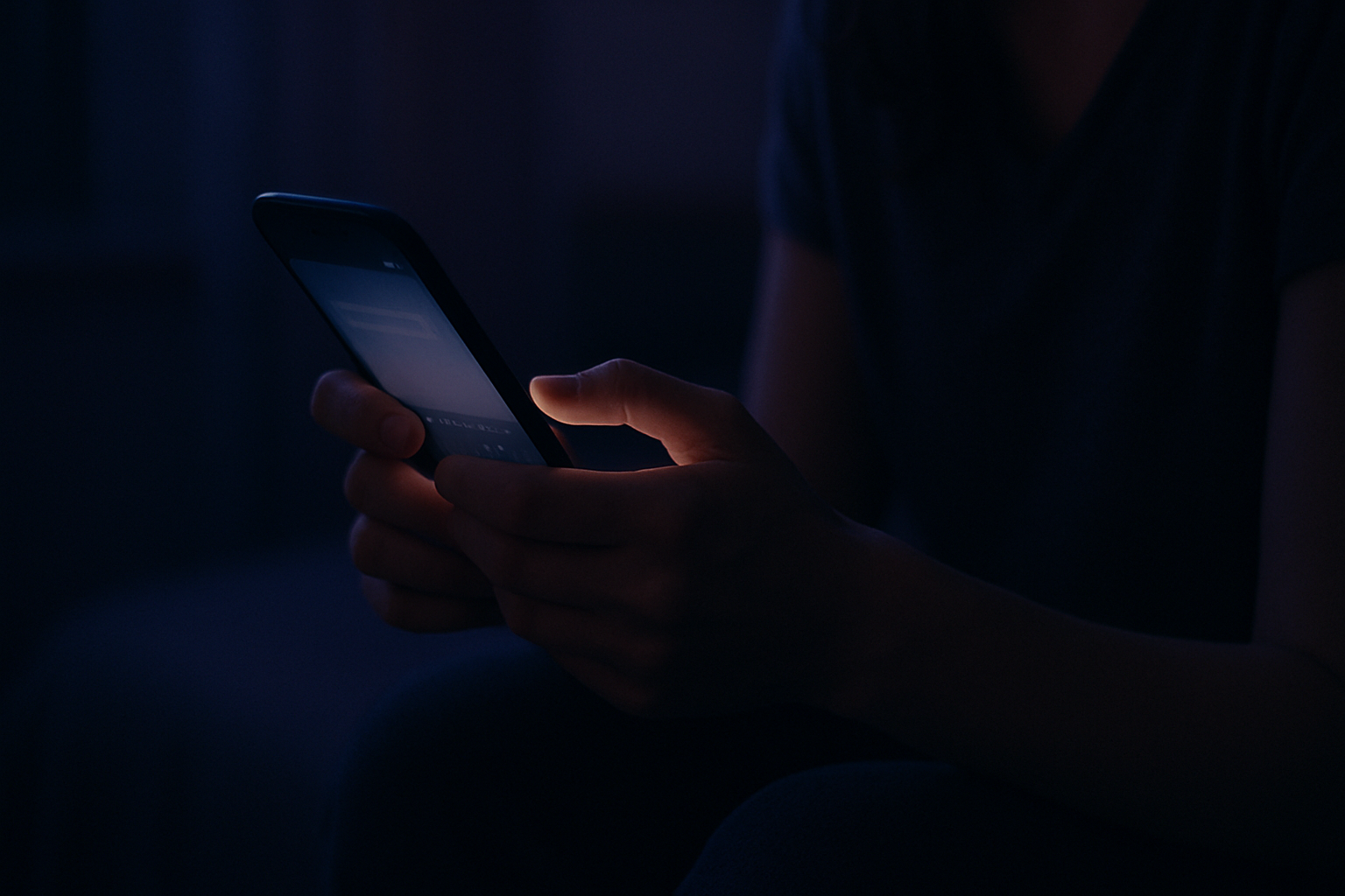 深夜にスマホを握り、送れないメッセージを見つめる手元